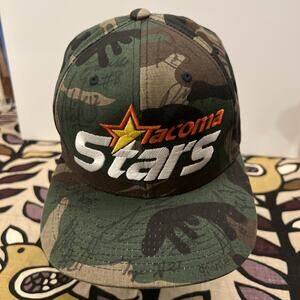 TACOMA STARS CAMO CAP SIGNED AUTOGRAPH MISL SOCCER SNAPBACK HAT WASHINGTON